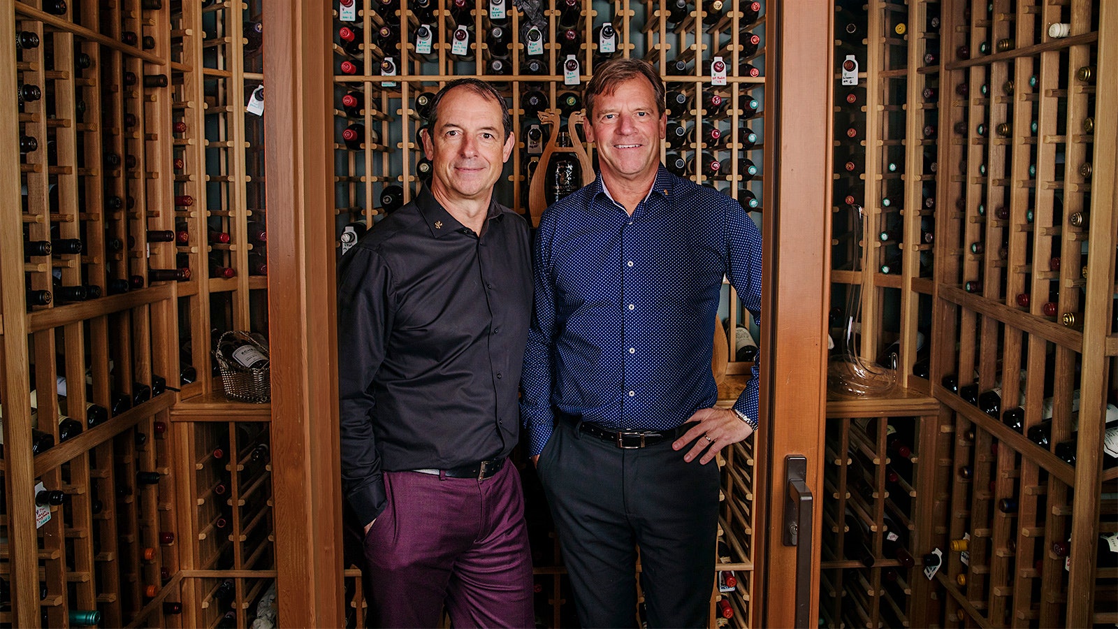 Wickaninnish Inn proprietors Charles and Bruce McDiarmid in the wine cellar at the British Columbia establishment
